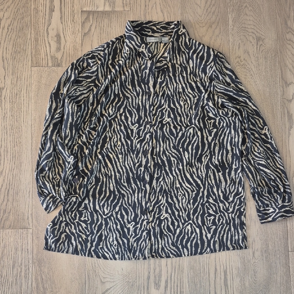 Urban Outfitters Black and White Zebra Print Button-Down Shirt